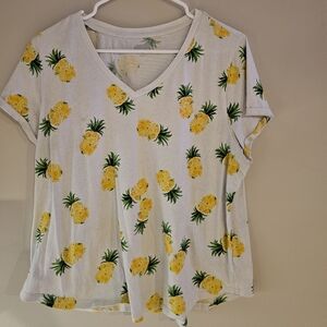 Old Navy Yellow Pineapple Print Short Sleeve Tee